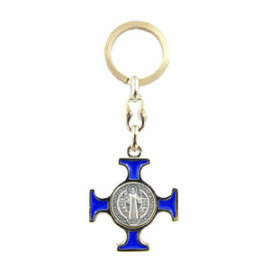 가톨릭성물 이태리열쇠고리 분도패십자가형 (블루)